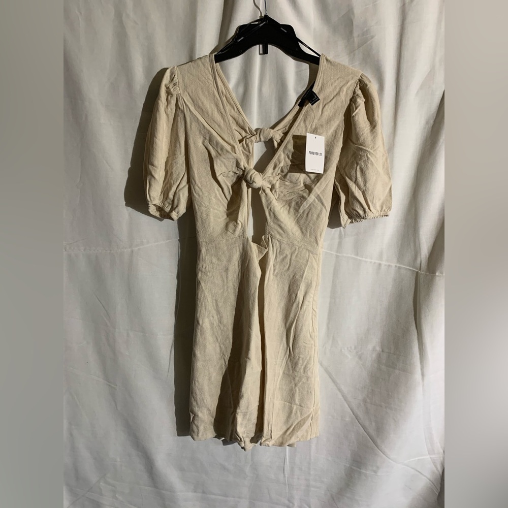 New Forever 21 Sundress Dress, Beige, Size M, Knot